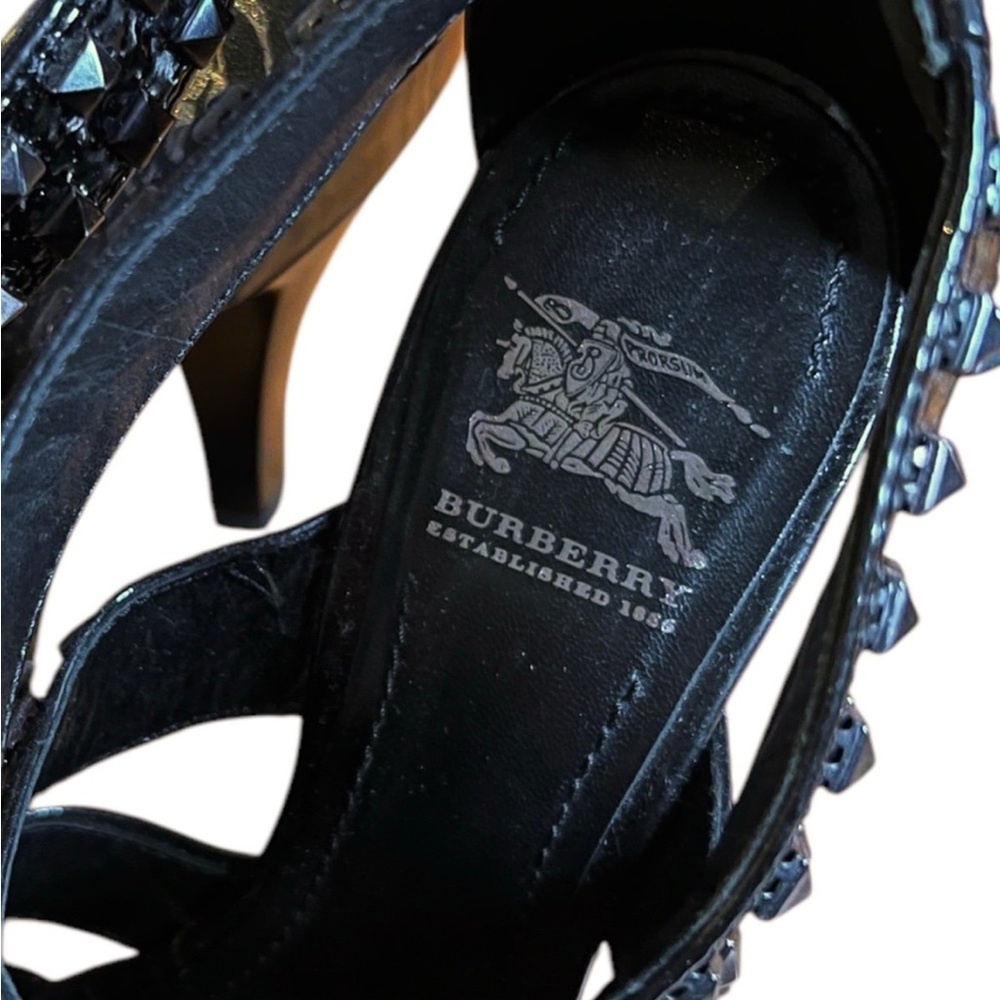 Burberry Black Studded Patent Leather High Heel Sandals - Picture 6 of 9